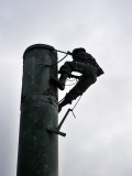 Smoke stack climbing sculpture
