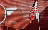 A flag display with symbol