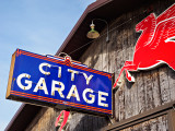 City garage sign close-up shot