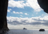 Kicker Rock, seen through a tunnel