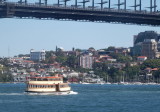 Old ferry under the bridge