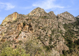 Towering cliffs along the road in Kings Canyon National Park