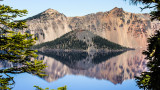 View of Wizard Island from the east rim in Crater Lake National Park