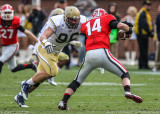 Georgia Tech DL Adam Gotsis rushes Georgia QB Mason