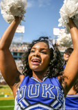 Duke Cheerleader performs in front of the Blue Devils faithful