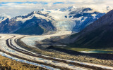 Kennicott Glacier (left) and Root Glacier (center) from the air in Wrangell-St Elias National Park