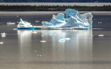 A Shamrock Glacier iceberg is reflected into the waters of Shamrock Lake 