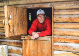 Through the double door at Dick Proennekes cabin in Lake Clark National Park