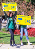 Coeds from St. Marys College work to fill their parking lot before the game