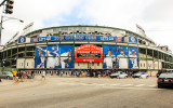 Wrigley Field, home of the Chicago Cubs, at the corner of Clark & Addison