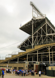 The stands down the left field line as seen from Waveland Avenue