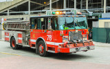 Engine Company 78 pulls into the station on Waveland Avenue across from Wrigley Field