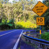 One lane bridge ahead along the Road to Hana