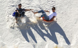 Sled race on a dune in White Sands National Monument