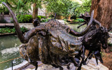 Bronze longhorn sculpture along the San Antonio River Walk