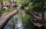 Looking at the river from on top of a bridge along the San Antonio River Walk