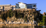 Early morning sunlight reflects off of the Hunter Museum of American Art in Chattanooga Tennessee