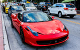 Ferrari parked on Ocean Drive on South Beach