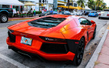 Lamborghini parked along Ocean Drive on South Beach