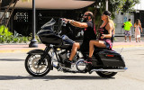 Motorcycle cruising Ocean Drive on South Beach
