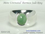 Mens Jade Ring With Untreated Green Jade From Burma