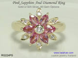Sapphire Diamond Ring With Pink Sapphire, From Kaisilver