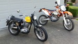 1968 BSA 441 Victor next to 2013 KTM 500EXC