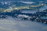 2014 - aerial photo of Shore Acres (foreground on right) and east end of Snell Island (condos) landscape stock photo #5914C
