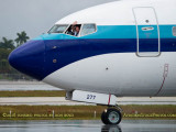 New Eastern Airlines B737-8CX N277EA taxiing with friendly captain waving aviation airline stock photo