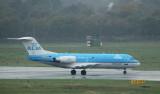 Fokker-70 of KLM taxi to take off, DUS, Oct 2013