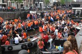 Kings Day celebration on the canal, 2