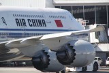 Close up of the wing and the engines of the Air China B-747-8