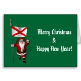 Santa Claus With Flag Banner Ensign Of US State * Alabama