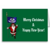 Santa Claus With Flag Banner Ensign Of US State * Louisiana