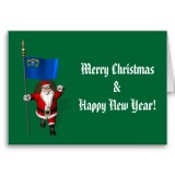 Santa Claus With Flag Banner Ensign Of US State * Nevada
