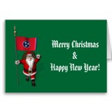 Santa Claus With Flag Banner Ensign Of US State * Tennessee