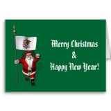 Santa Claus With Flag Banner Ensign Of US State * Illinois