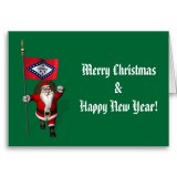 Santa Claus With Flag Banner Ensign Of US State * Arkansas