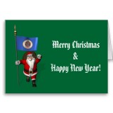 Santa Claus With Flag Banner Ensign Of US State * Minnesota