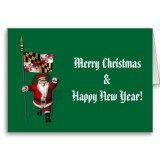 Santa Claus With Flag Banner Ensign Of US State * Maryland