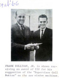 February 1966 - Frank E. Sullivan Jr. receiving suggestion award while working at the University of Miiami