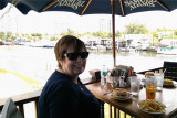June 2014 - Karen at Garcia's Seafood Grille and Fish Market on the Miami River