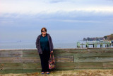 November 2014 - Karen at the Kentmorr Restaurant and Crab House with the Chesapeake Bay Bridge in the background
