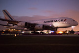 2014 - the inaugural Air France A380-861 F-HPJH flight from Paris to Miami landing on runway 9 at night