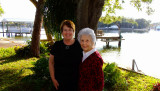 December 2014 - Karen with her mom Esther in Wendy and Jims backyard