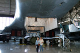 June 2011 - Esther Criswell and Karen standing under the weapons bay of the Rockwell B-1A Lancer bomber prototype