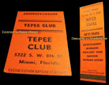 1950's and 60's - matchbook cover for the Tepee Club on Tamiami Trail in Miami