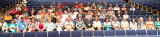 Closeup version of Hialeah High School Class of 1965 classmates in the new auditorium at Hialeah High School