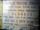August 1, 1979 - Sunrise Musical Theatre ticket stub for the Blondie concert event