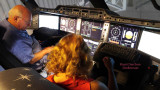 August 2016 - Captain Eric D. Olson with First Officer Lynda Atkins Kyse in Airbus A350-900XWB flight simulator